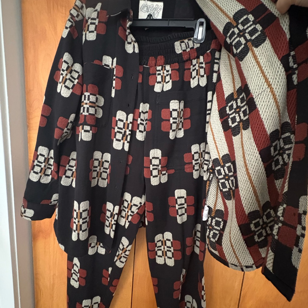 Ace & Jig Black And Red Woven Pants & Button Down